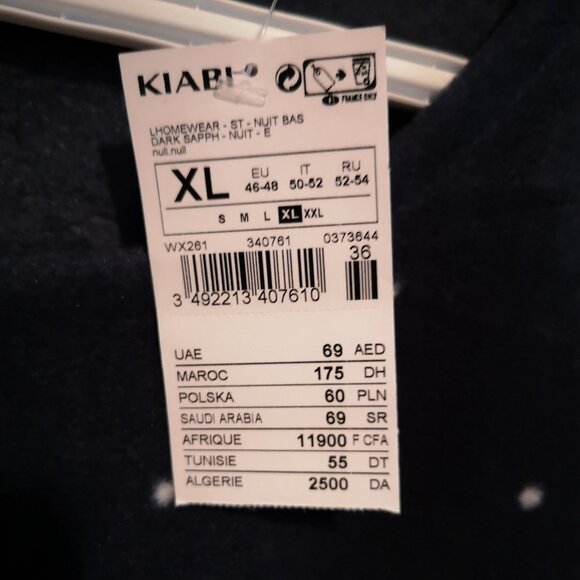 NWT Kiabi Ladies Size XL Navy Flocked Polyester Loose Fit 2 Piece Pajamas - Picture 4 of 12